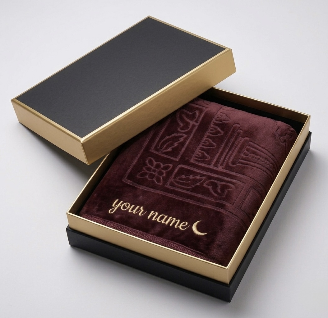 Burgundy prayer mat in box