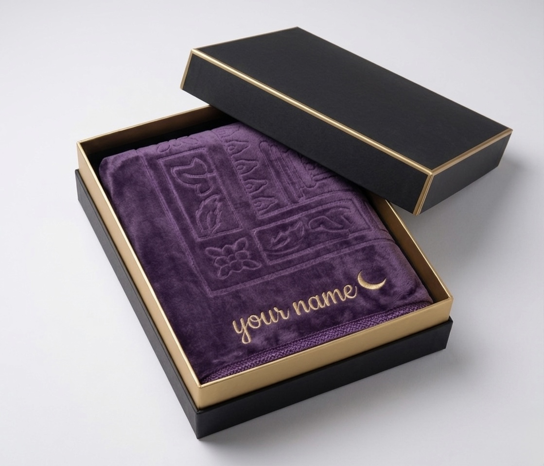 Deyal Purple prayer mat in box
