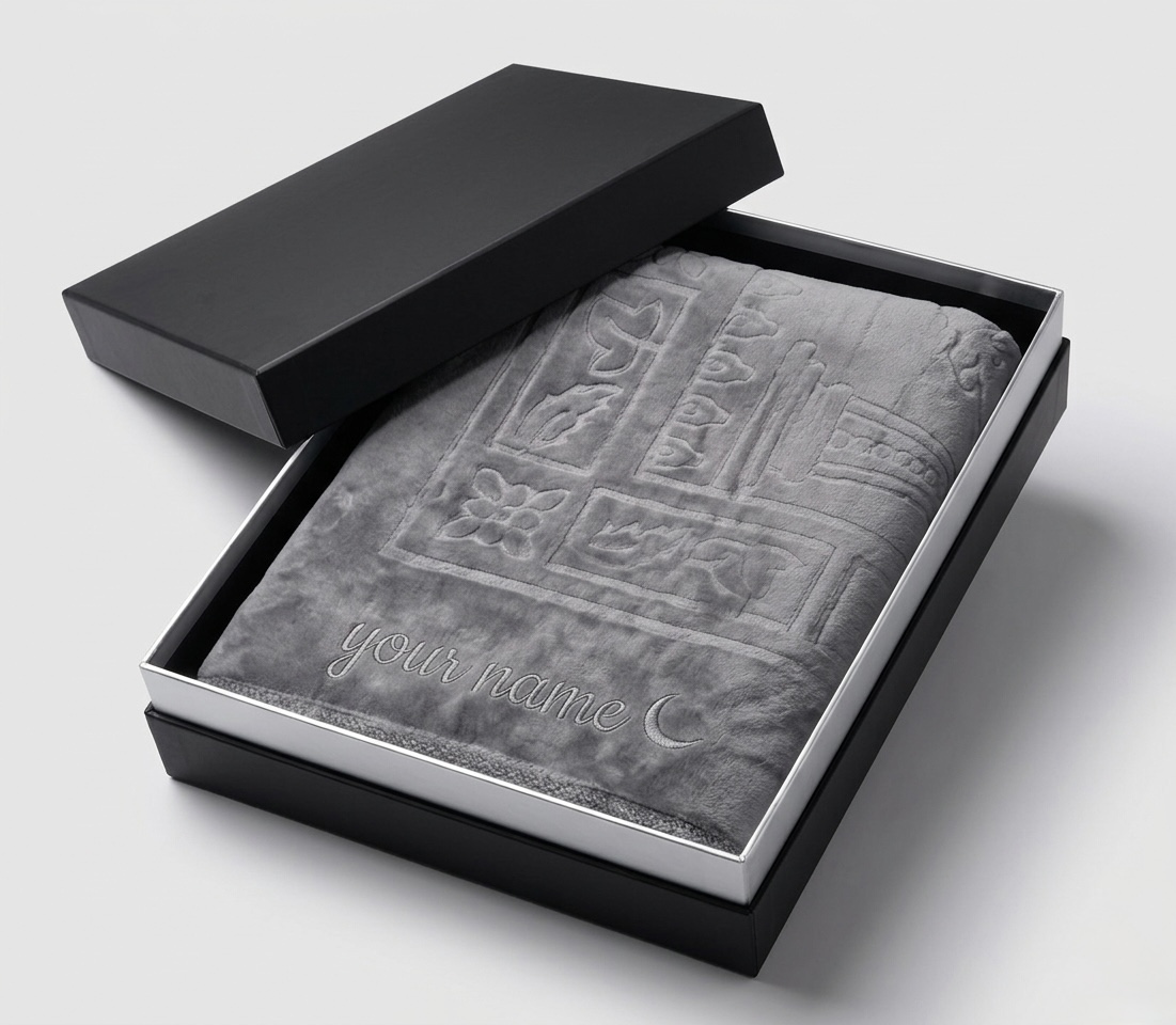 Grey Purple prayer mat in box
